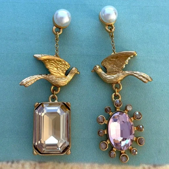 Oscar De La Renta RUNWAY Gold Dove
Mismatched Gem Earrings - Picture 6 of 14